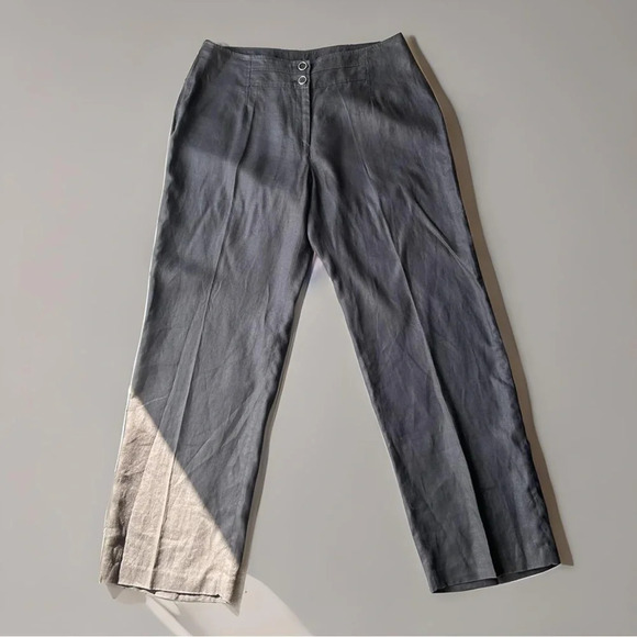 Laura Plus Dark Brown Pure Linen  Wide Leg Pants - Picture 1 of 11